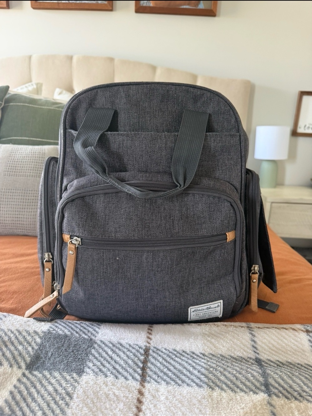Eddie Bauer Dark Gray Convertible Baby Bag Backpack